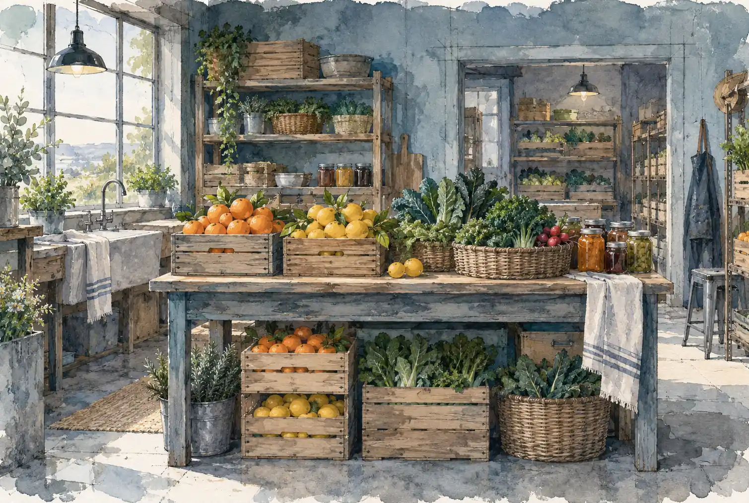 Illustration of specialty markets and their working space